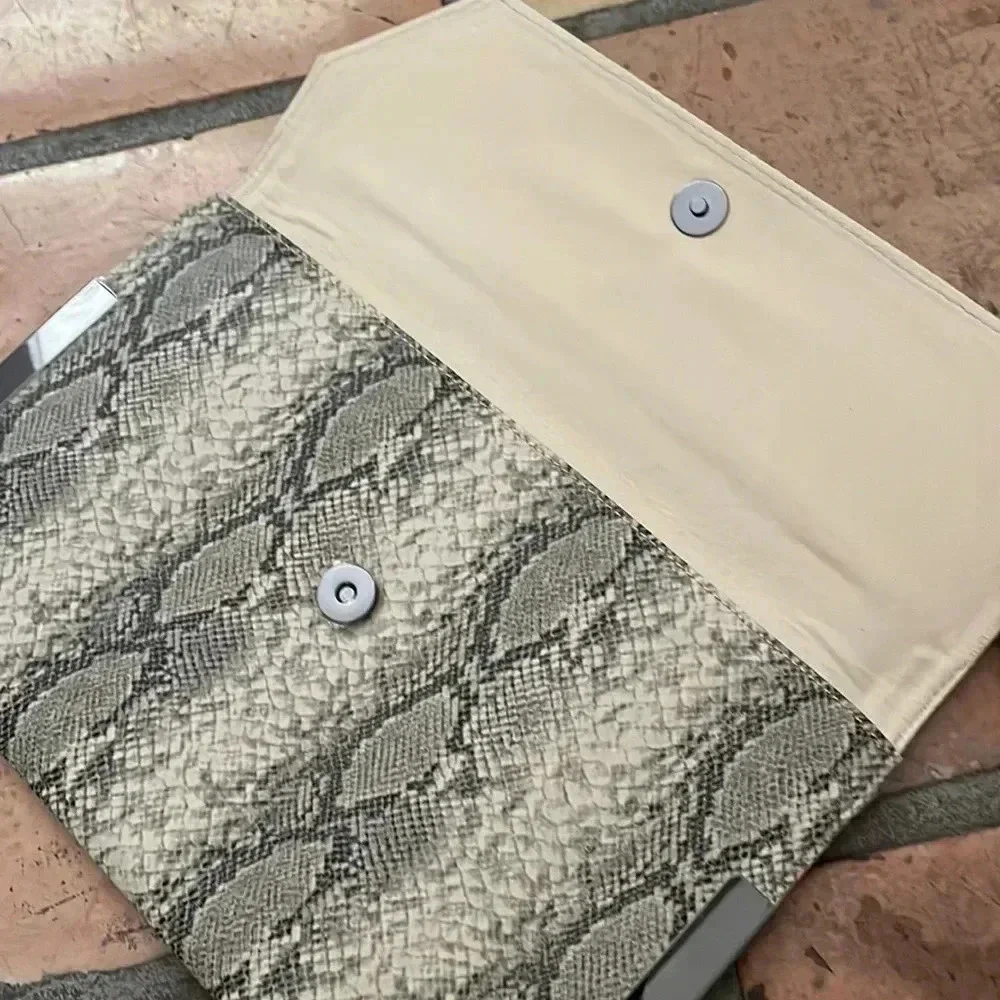 NEW ✨ MOTF Snakeskin Clutch With Metal Accents and Hardware